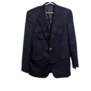 Lauren Ralph Lauren Coat Blazer Men Size 42 L Navy Blue Pure Woolmark 100% Wool